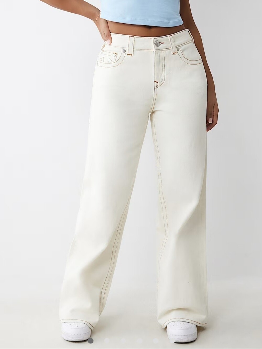True Religion - Women's Bobbi Baggy Winter White Wide-Leg Jeans - Size 32
